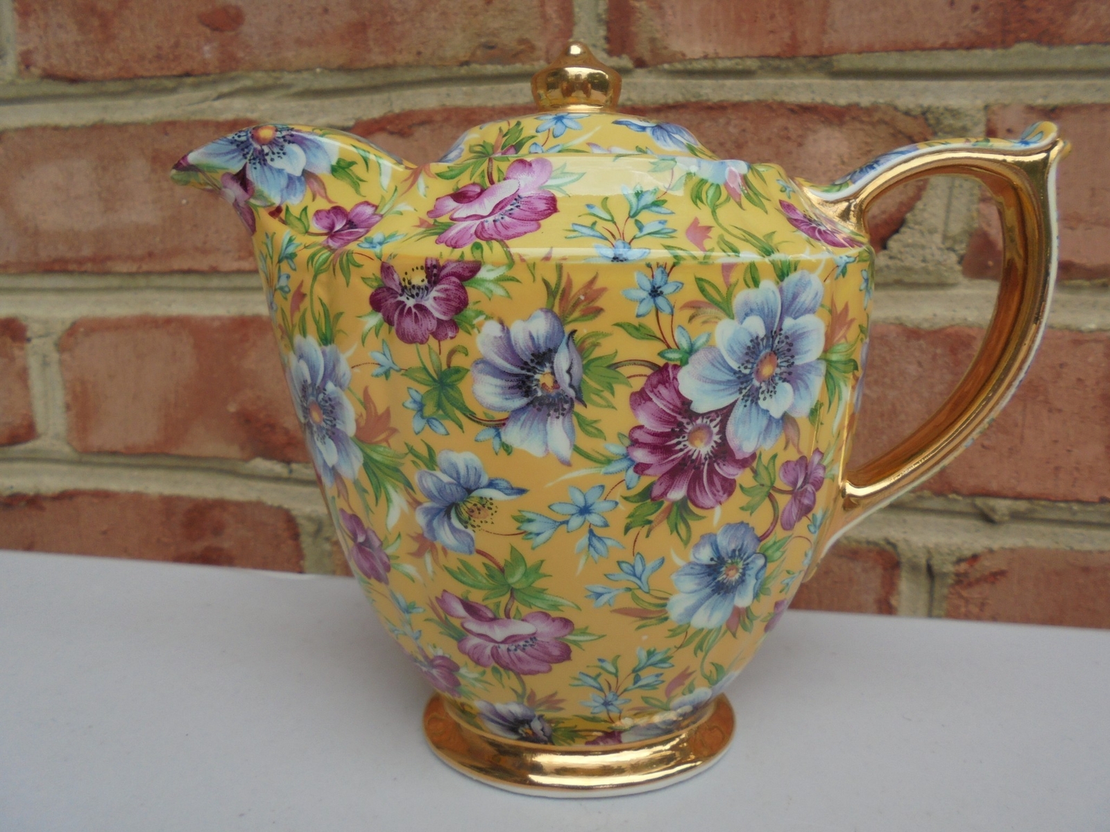 James Sadler England Sophie Chintz Small Teapot or Coffeepot Gold Trim