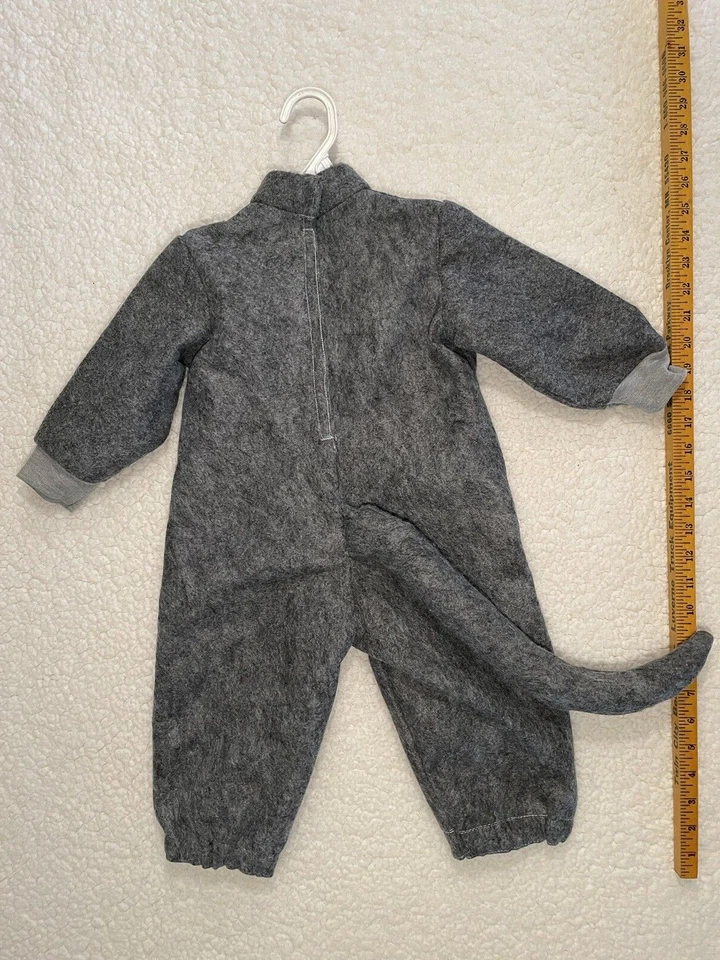 Disfraz Casero Halloween Niños-Ratón Gris y Capucha con Acentos Rosa Oreja y Estómago Foto 3 de 4