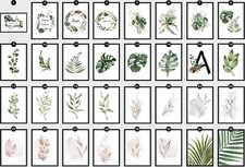 Botanical Leaf Fern Plant Wall Art Prints Greens Greys Monstera Swiss Leaves