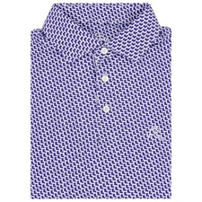 NEW Rhoback Bayou Polo White Louisiana Print Performance Stretch Golf Shirt Mens