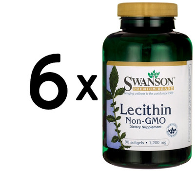 6 x Swanson Lecithin Non-GMO, 1200mg - 90 softgels (157,31 EUR/kg)