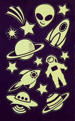Sticker Leucht Aufkleber Weltraum Sterne Raumschiff Mars glow in the dark