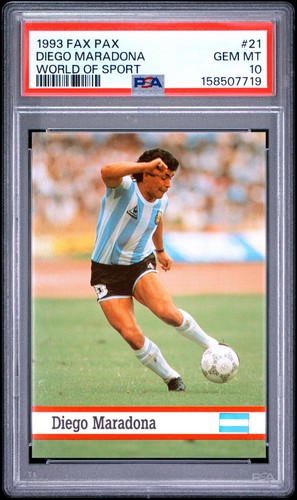 158507719 Diego Maradona 1993 Fax Pax World of Sport #21 PSA 10