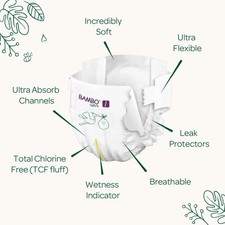 Image of Bambo Nature Premium Eco Nappies, Size 1 (4-9 lb/2-4 kg), 22PK