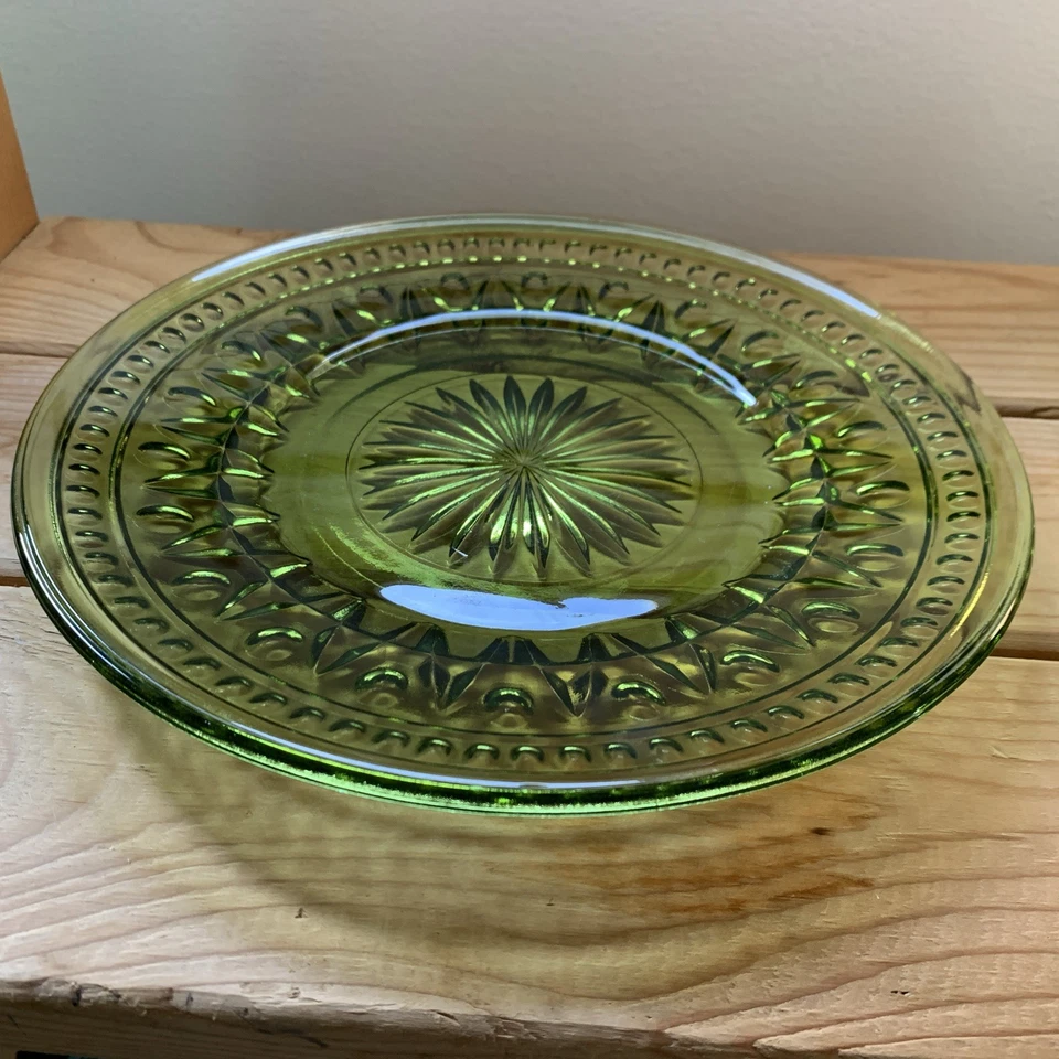 "Juego de 2 platos MCM vintage de vidrio de aguacate verde Colony Park Lane de 8,5""" Foto 4 de 4