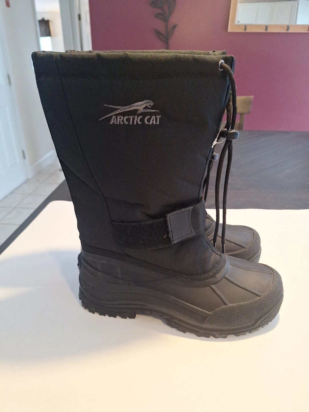 Arctic Cat Men’s Black Adhesive Adjust Strap Insulated Snow Winter Boots Sz 10