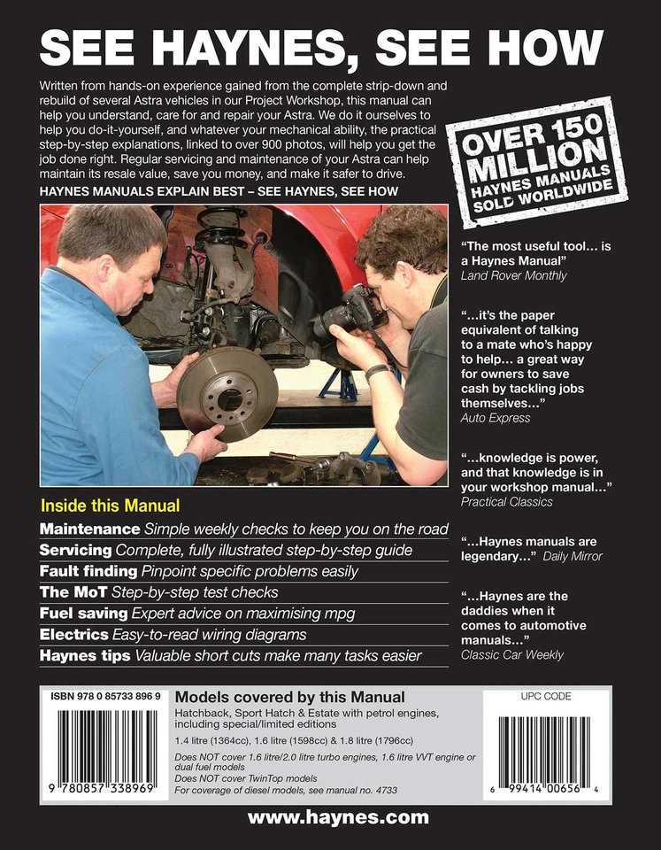 Vauxhall/Opel Astra Petrol (May 2004-2008) Haynes Repair Manual - Image 2 of 4