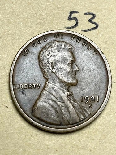 1921-S LINCOLN WHEAT CENT, low mintage, "EXTREMELY FINE" condition coin, #53