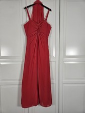rotes, fließendes Abendkleid mit Schnürung und abnehmbaren Trägern, Gr. 38/40