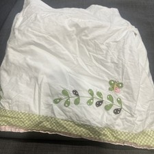 Pottery Barn Kids crib skirt embroidered butterflies vines green checks Hayley