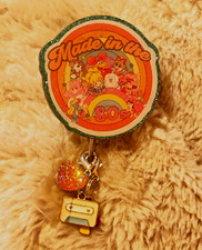 Retractable ID Badge Reel "Made in the 80s" Swivel Alligator Clip Multicolor