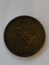 1937 Farthing, George VI Good Grade Coin