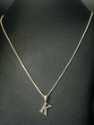 14K Gold K Initial Necklace 45cm 1mm Solid Forze Chain 2.08g 585 Letter Pendant — photo 10
