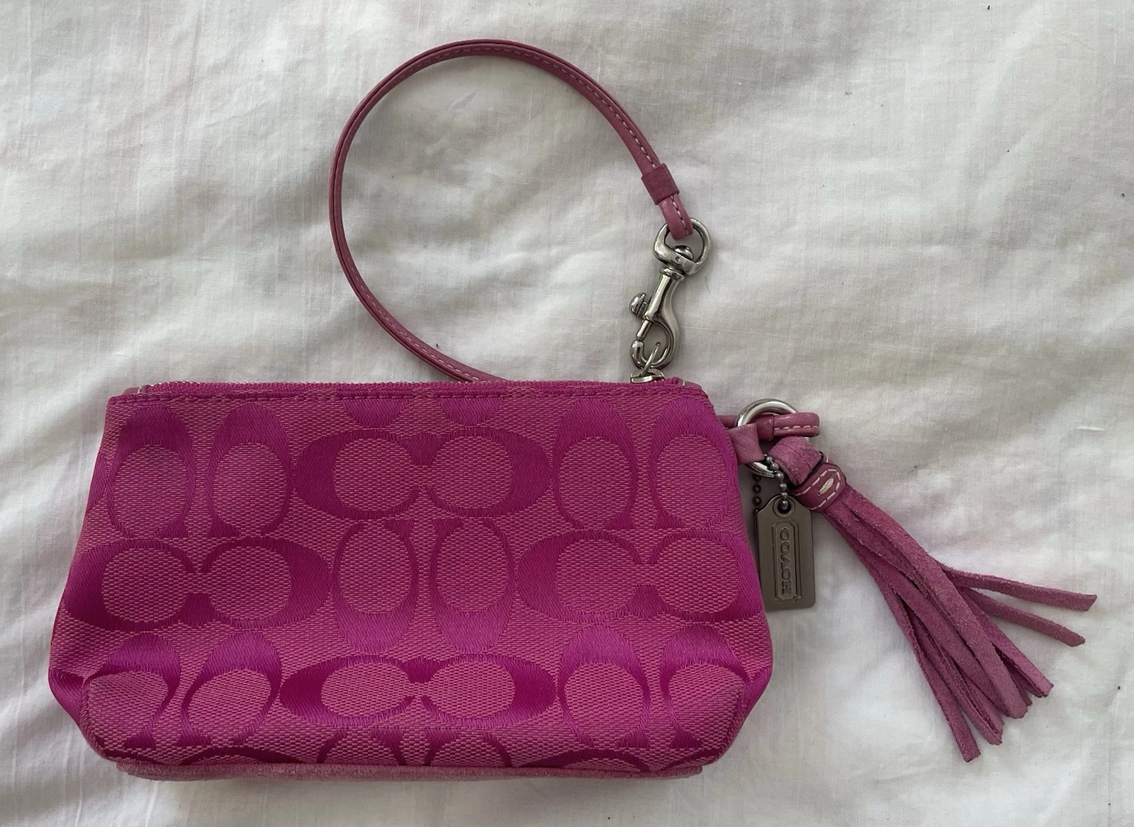 Pochette pochette Coach rosa firma C vintage nappa fondo scamosciato Y2K