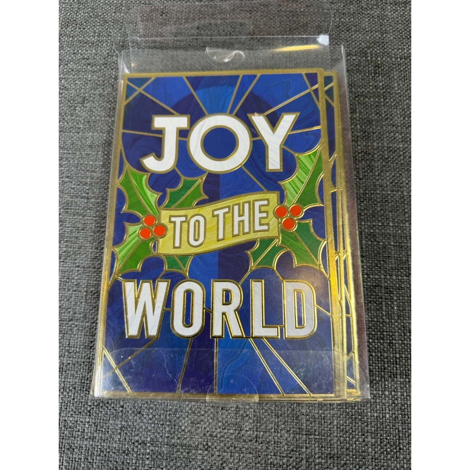 Juego de sobres rojos de bayas de acebo Joy to the World tarjetas de Navidad de felicitación Foto 3 de 4