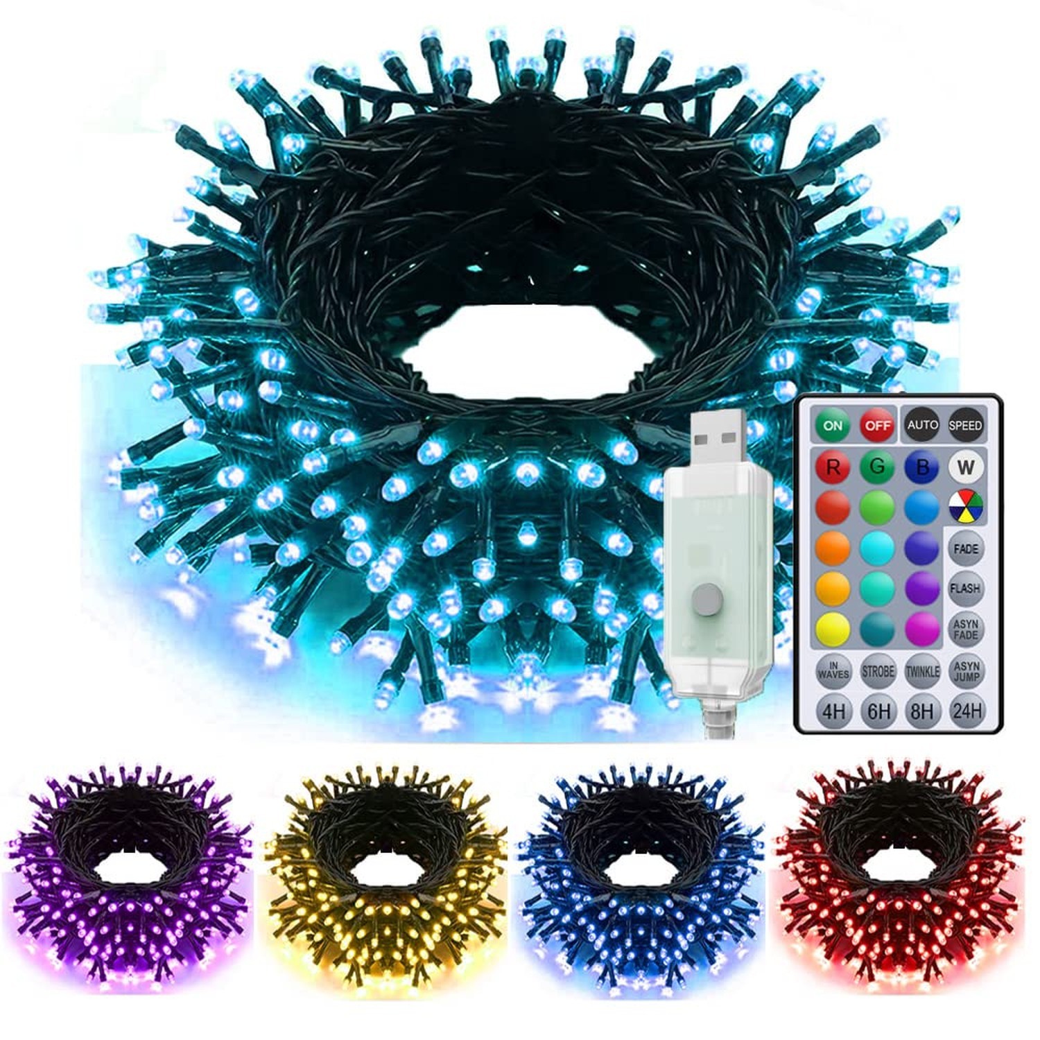 Solhice 40ft LED Fairy String Lights with 120 Color-Changing LEDs USB Powered for Indoor Outdoor Decor