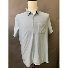 Rhone Mens Short Sleeve Pocket Polo Shirt Light Blue Heather Stretch Size L