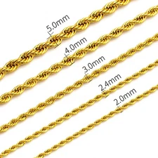 Fashion Jewlery 18K Gold Plated Stainless Steel Twist Rope Link Chain Necklace
