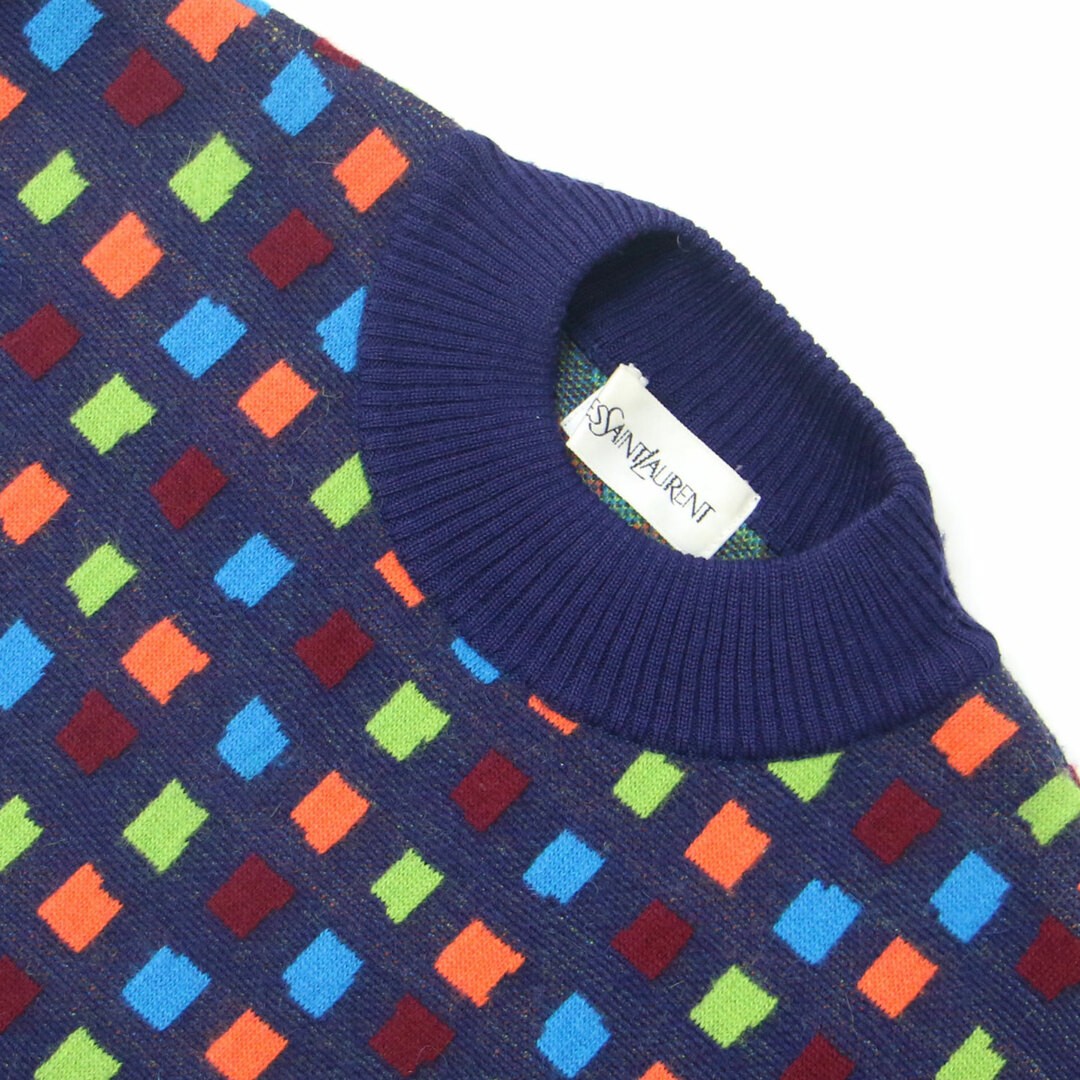 Maglia Yves Saint Laurent blu navy taglia: M modello mosaico lana usata BEEG 0