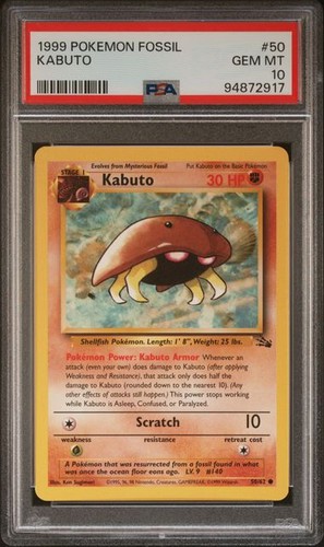 Pokemon TCG Kabuto 1999 Fossil (Unlimited Edition) #50 - PSA 10 GEM MINT