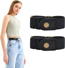 2 Pack No Buckle Belts for Men Women Side Bel...