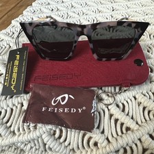 FEISEDY Vintage Square Cat Eye Sunglasses Women Trendy Cateye polarized