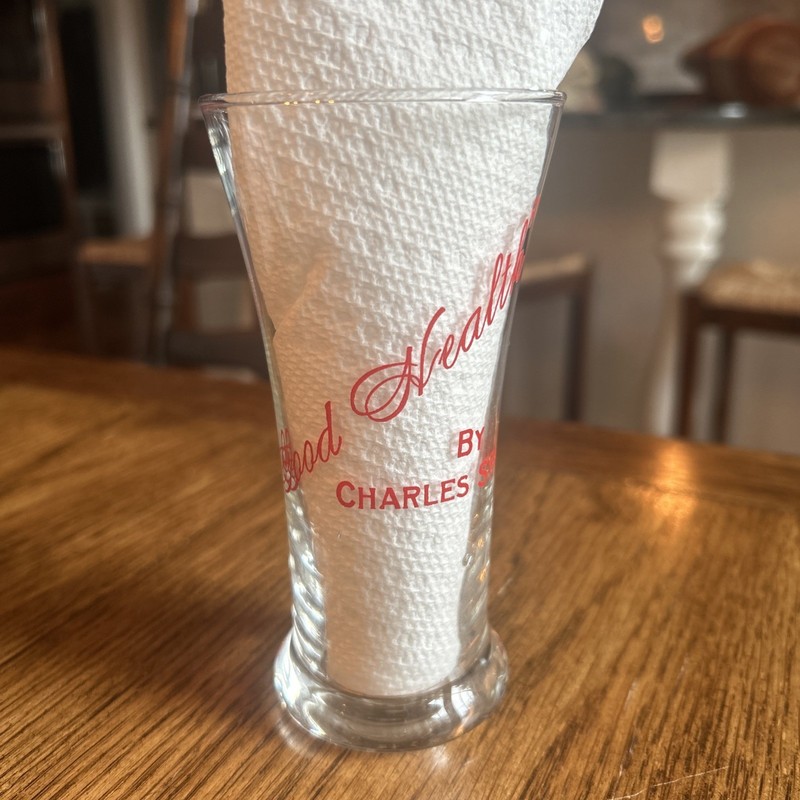 “Good Health” By Charles Stritch 5.5” Footed Pilsner Styled Glass