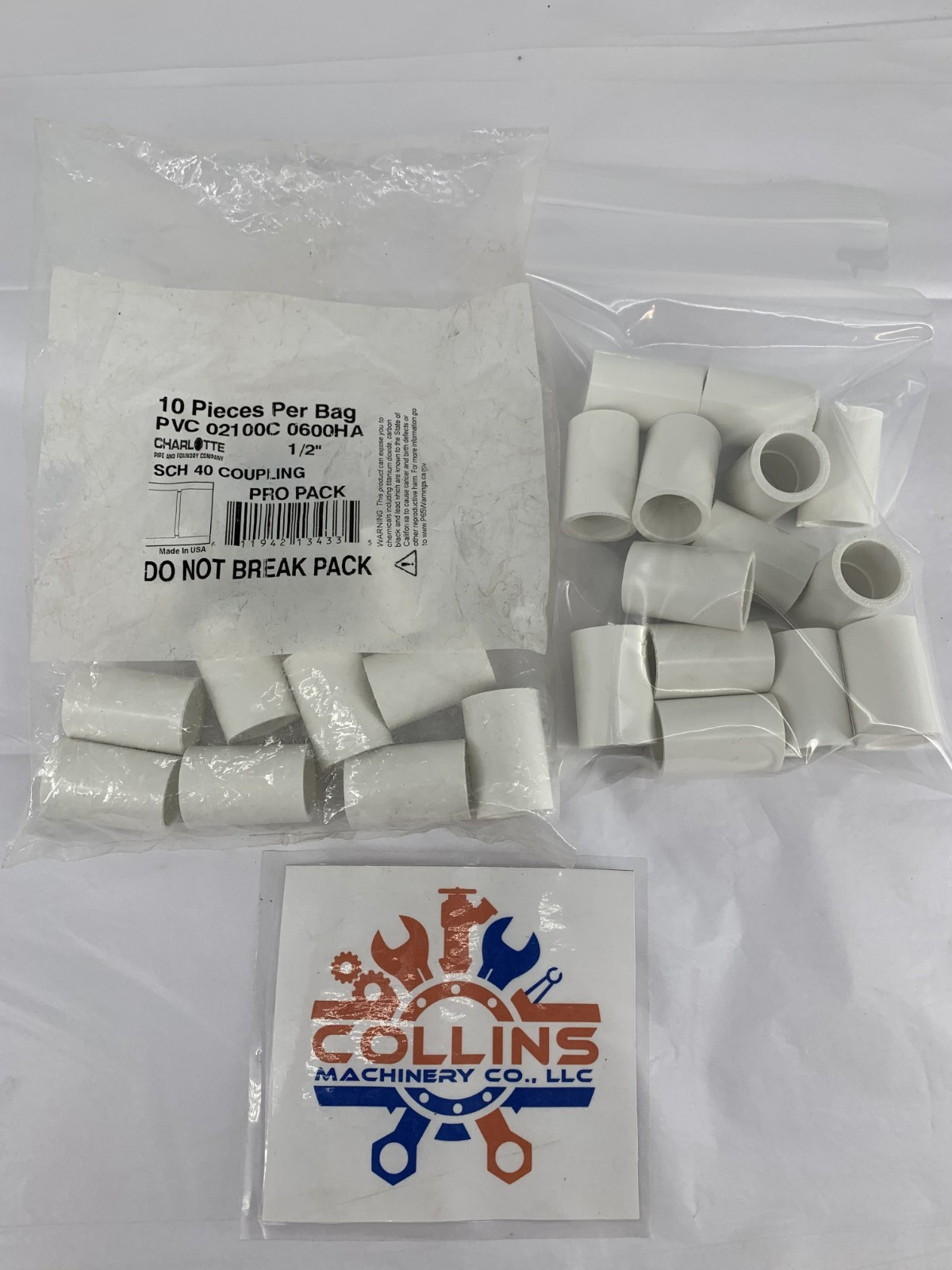 Charlotte PVC 02100C 0600HA 1/2" Schedule 40 PVC Pressure Coupling Qty. 24