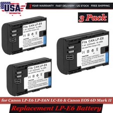 3-Pack Battery for Canon LP-E6 LP-E6N EOS 5DS, EOS 5DS R, EOS 5D Mark II III IV
