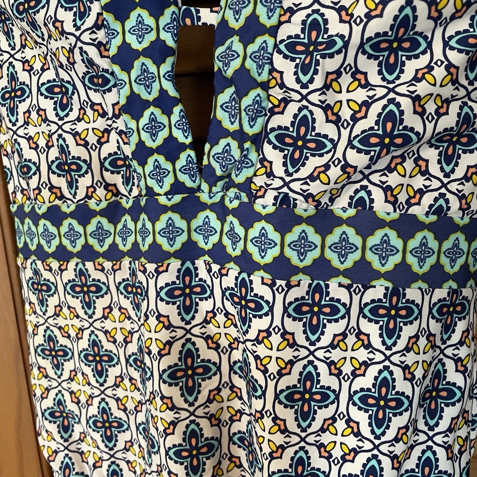 Laundry By Shelli Segal Swimsuit Women's Sz Small Blue Tile Print One Piece Boho - Image 3 of 4