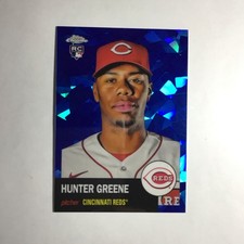 2022 Topps Chrome Platinum  Hunter Greene #77 Blue Atomic Refractor /100 