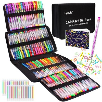 Lyuvie 160 Pack Glitter Gel Pens 1 count (Pack of 160), pastel-coloured 