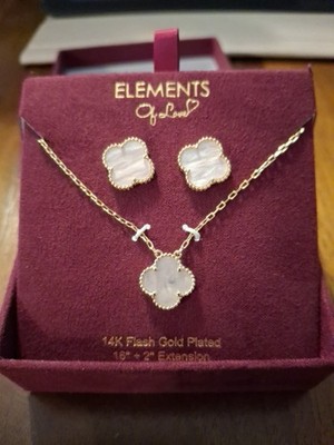 Elements Of Love Set Halskette & Ohrringe 14K Flash vergoldet 16'' + 2'' Ext
