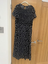 New Look Maternity Size 20 Black & White Polka Dot Midi Dress Breastfeeding