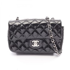 Borsa a tracolla CHANEL Mini Matelasse 20 catena vernice nera usata donna SHW