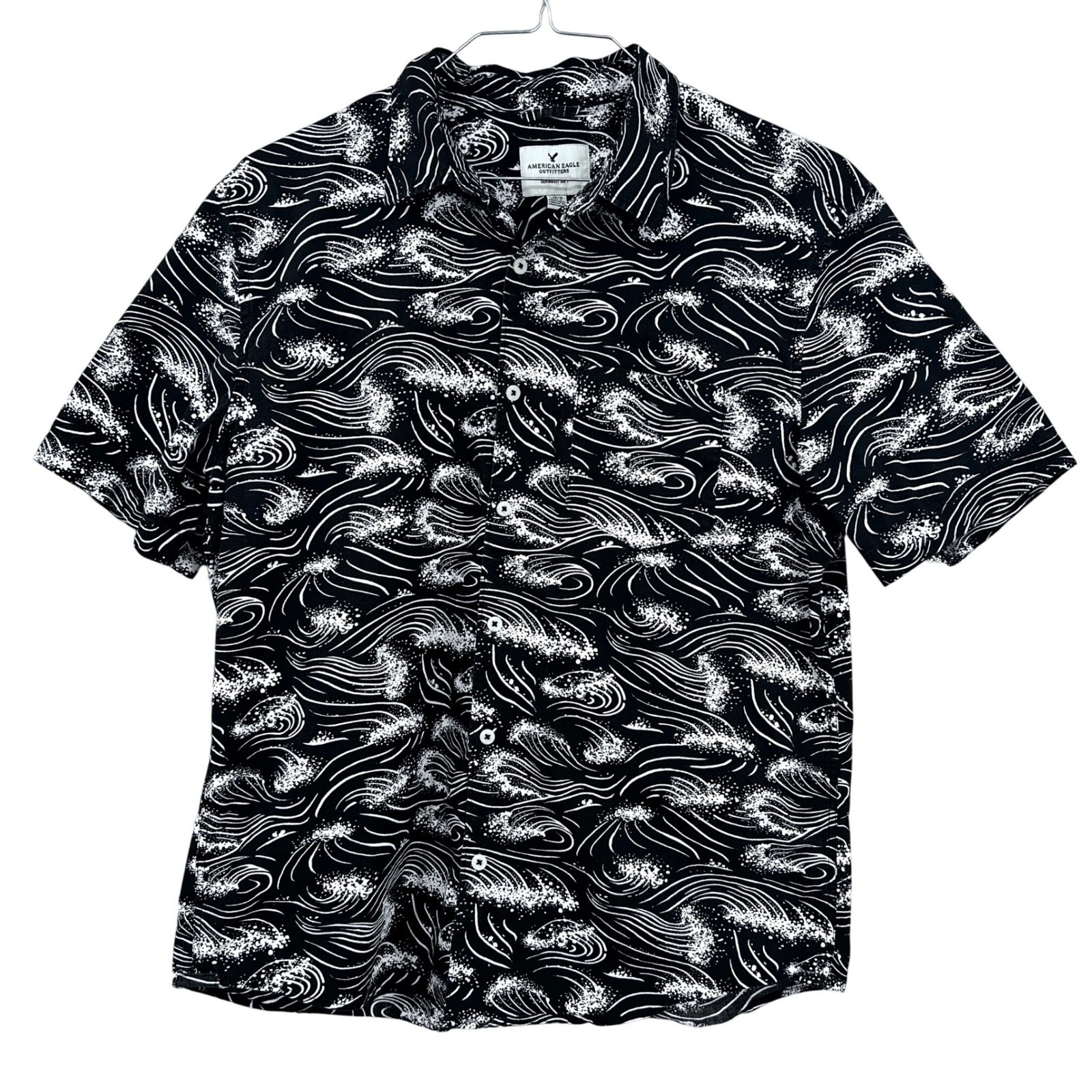 American Eagle Seriously Soft Button Up Shirt Bla… - image 1