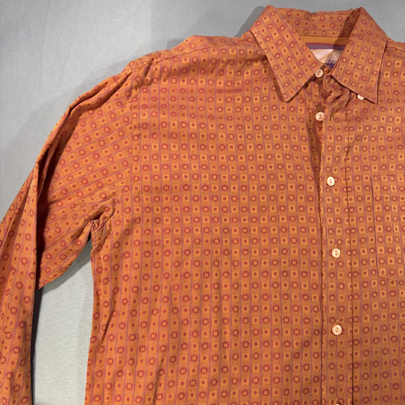 Bugatchi Uomo Men’s Medium Orange Pattern Flip Cu… - image 3