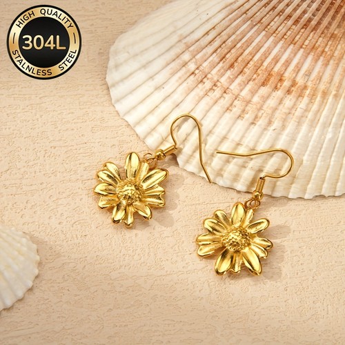 1 Pair of Stylish Sunflower Flower Earrings - Everyday Wear and Birthday Gifts - Picture 4 of 6