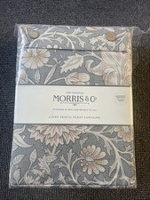 Morris & Co Double Bough Lined Pencil Pleat Curtains In Grey 228x229 Brand New