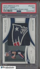 2022 Panini Immaculate Bailey Zappe RC Rookie Cap Team Logo Patch /6 PSA 7