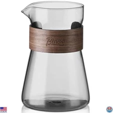 16 oz Smoky Gray Glass Coffee Carafe with Wood Heat-Resistant Layer - Pour Over