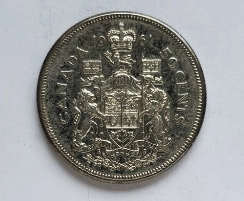 1961 CANADA SILVER 50 CENT - VF20 - QUEEN ELIZABETH II HALF DOLLAR #612