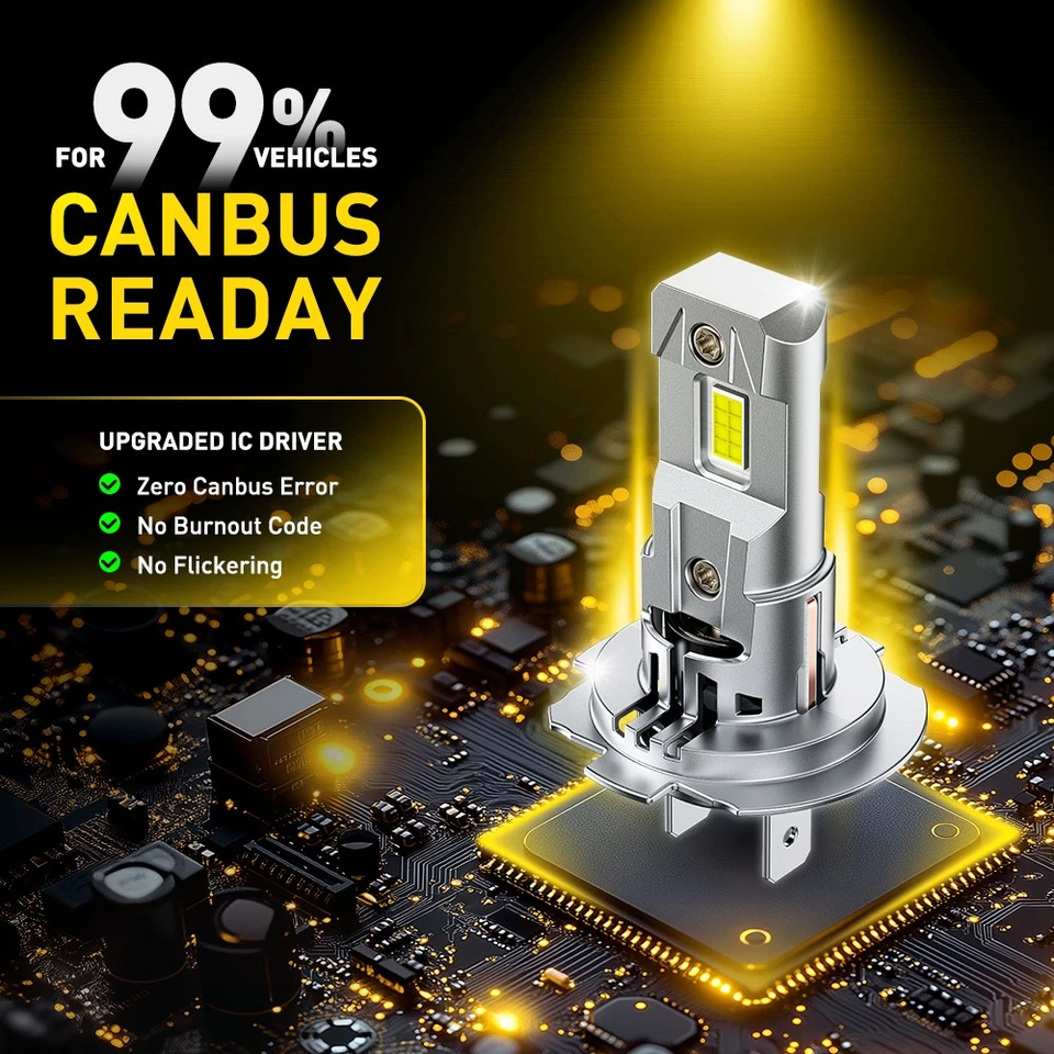 Комплект светодиодных ламп дальнего ближнего света AUXITO H7 CANBUS суперяркие M6 4-40X - Изображение 2 из 4