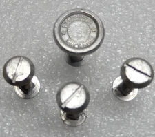 Vintage WARRANTED SUPERIOR  Zinc Coated Hand Saw Medallion & Screws Nuts (4)