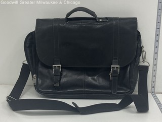 Wilson Black Leather Briefcase Satchel Bag Travel Luggage Detachable Strap