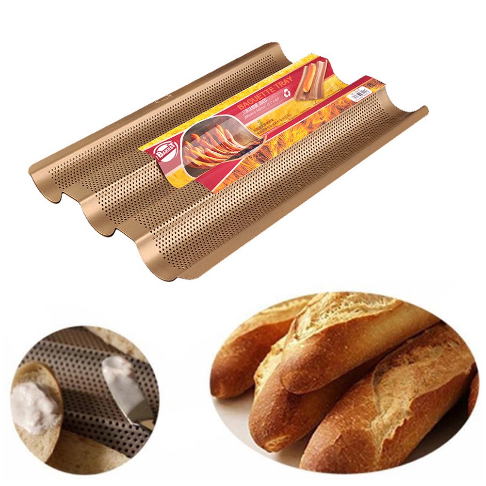 3 Slot Non Stick Baking Tray Loaf Mold French Bread Pan Bake Tools
