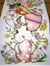 EASTER Bunny, Eggs Flowers Polyester Table Runner 13"X 70"NEW