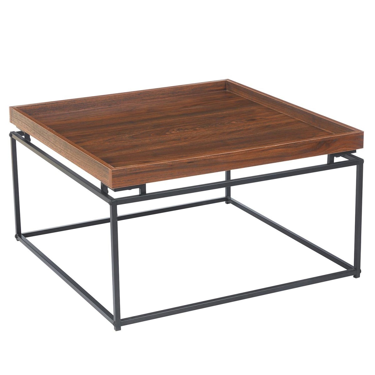 Table basse compartimentée Tetris 80cm noisette pour stopper le désordre - 3