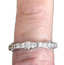 Superb Sterling Silver 925  Multi Diamond Eternity Ring Band Size 7.5 2.3 Grams