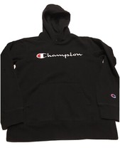 Champion Hooded Sweatshirt Youth L Black Embroidered Logo